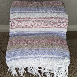 Mexican Falsa Blanket Lavender Gray Pink Yoga Blanket Handmade Neutral Sarape